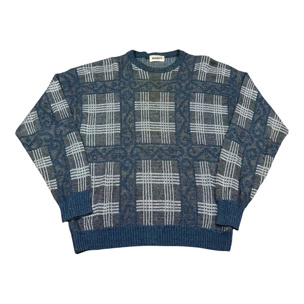 Vintage 80s MONDO Made in Italy Patterned Crewneck Sweater‎ Men's Medium